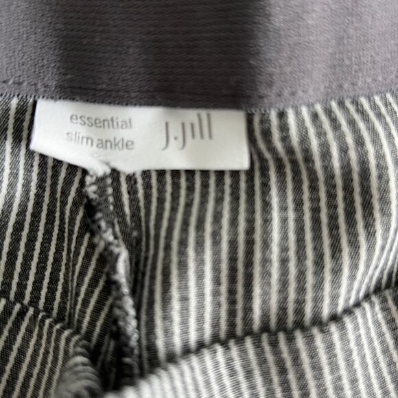 J. Jill Essential Striped Pull On High Rise Slim Ankle Pants Womens White/Black - Picture 3 of 5